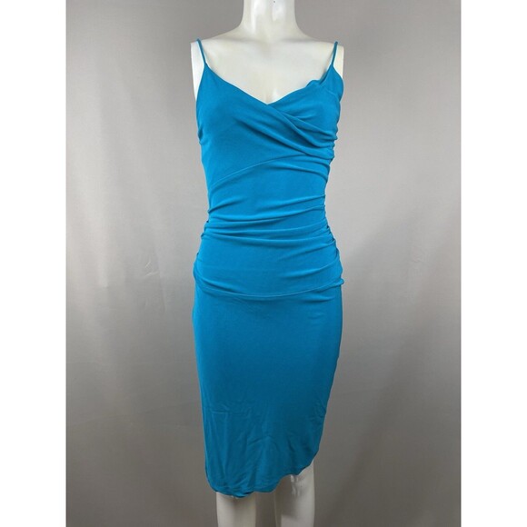 Diane Von Furstenberg Spaghetti Strap Slip Dress Women's 6 Teal Stretch Vintage - Picture 14 of 16